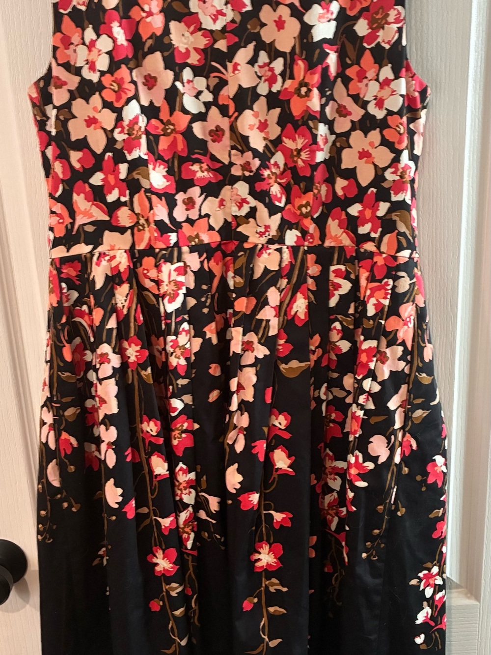 Talbots Dark Brown  Dress with Pink, Red & Cream Floral Print